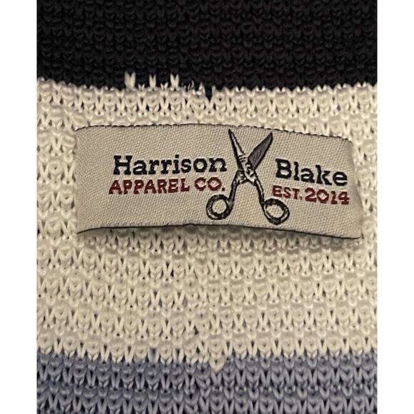 Harrison Blake Blue White Hand Made 100% Polyester Men’s Knitted Neck Tie - Picture 9 of 10